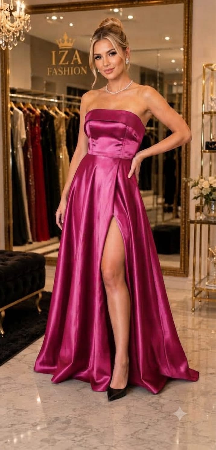 Vestido Longo Zibeline Glow Tomara que Caia com Fenda Rosa