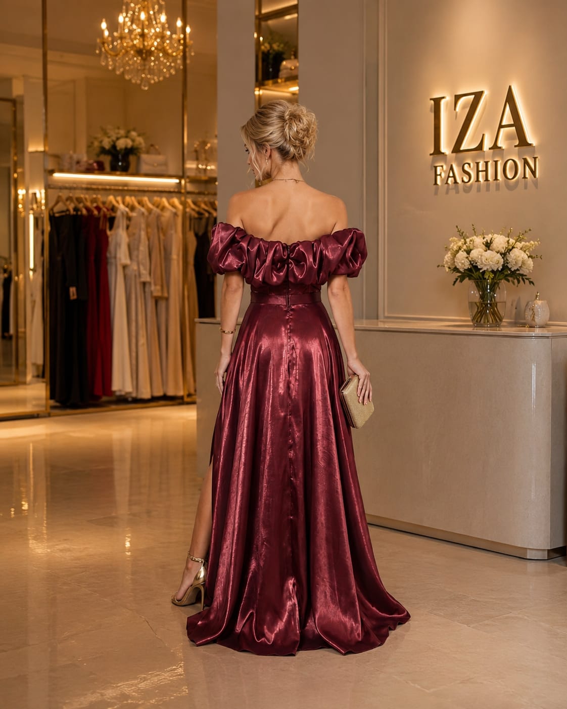 Vestido Zibeline Glow Luxo Marsala