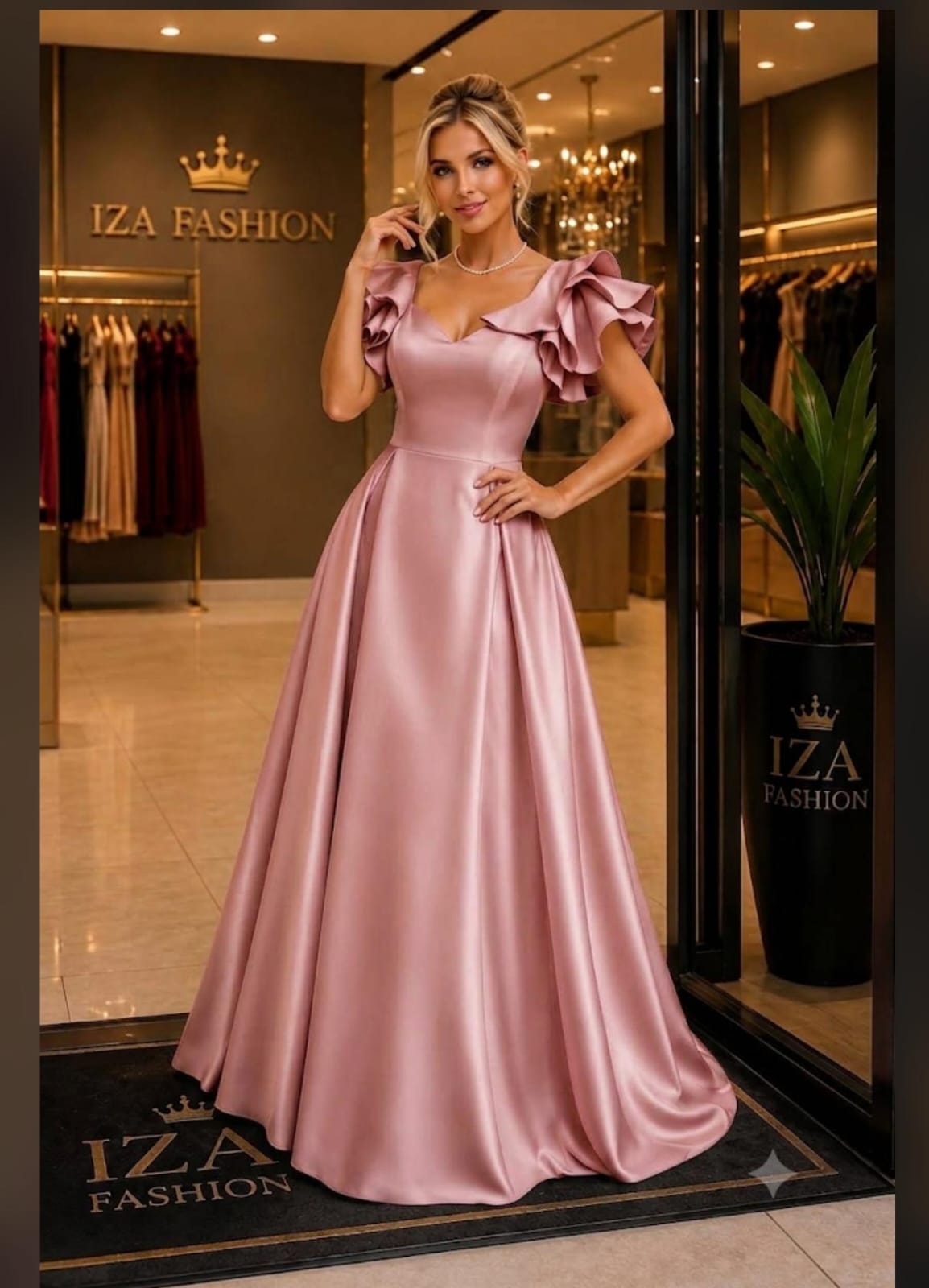 Vestido Longo CDC Amanda Rosa Claro com Manga