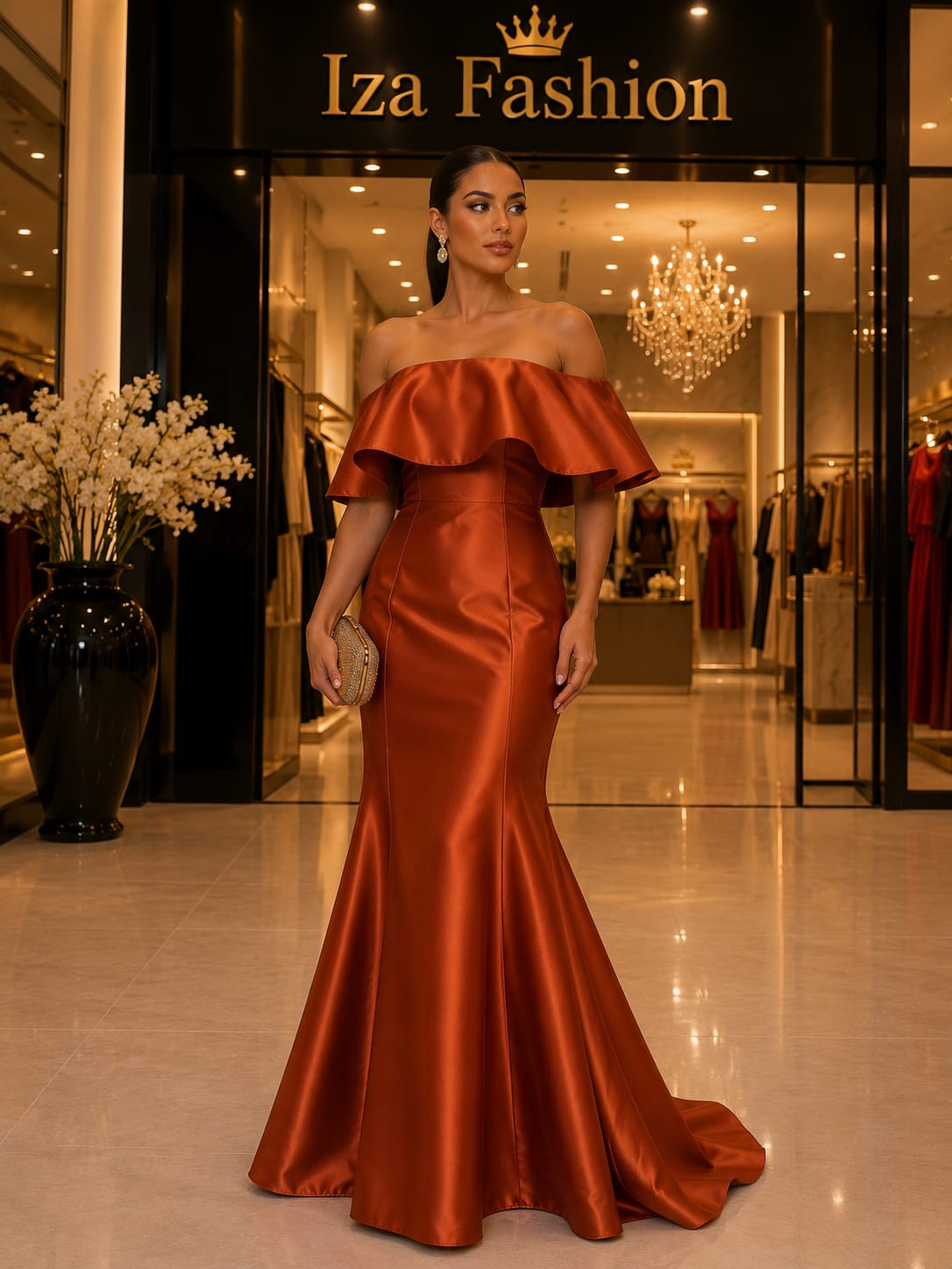 Vestido Longo Zibeline Terracota