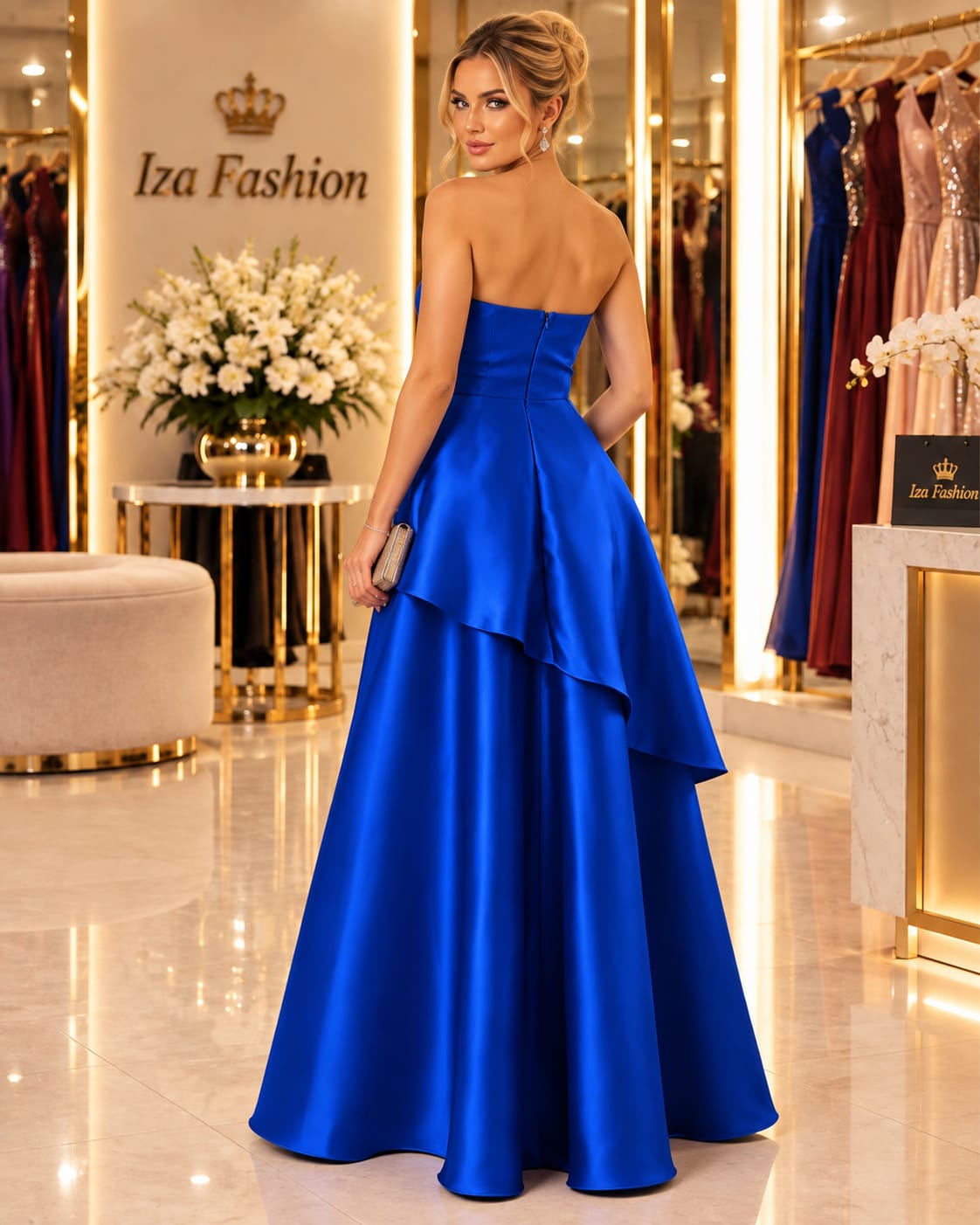 Vestido Longo Azul Royal em Zibeline – Elegância e Sofisticação