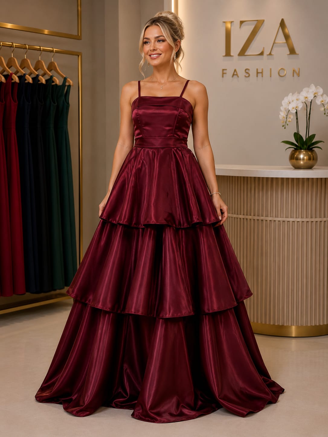 Vestido Zibeline Glow Marsala