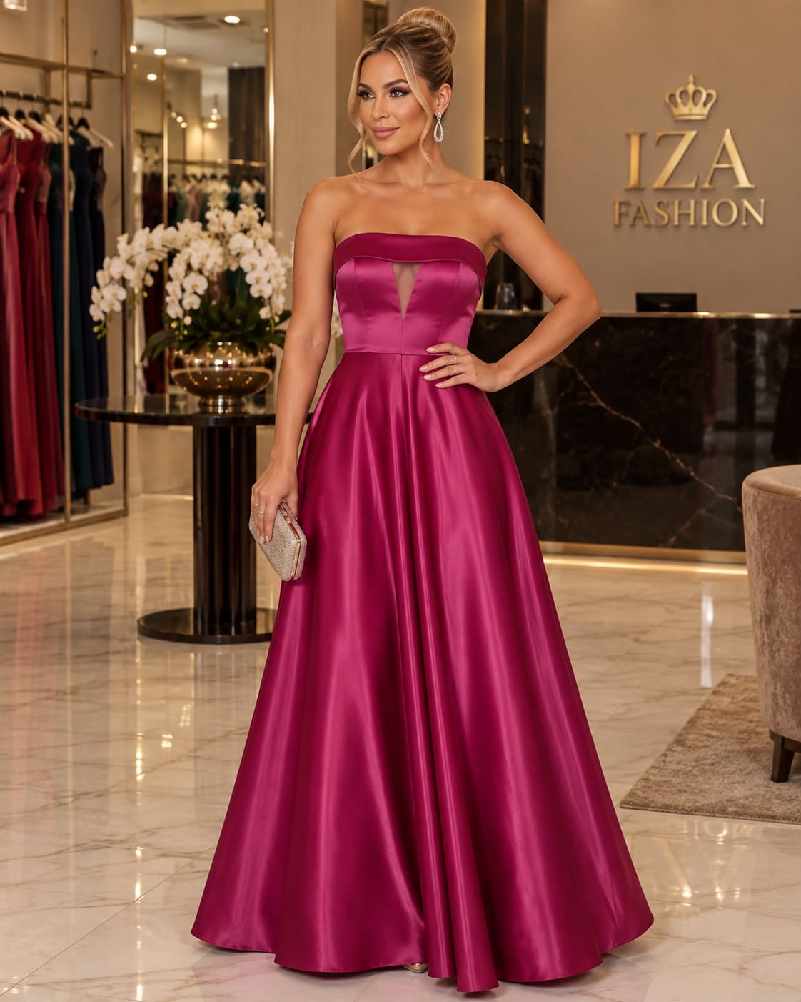 Vestido Longo em Zibeline Tomara Que Caia Rosa Fúcsia